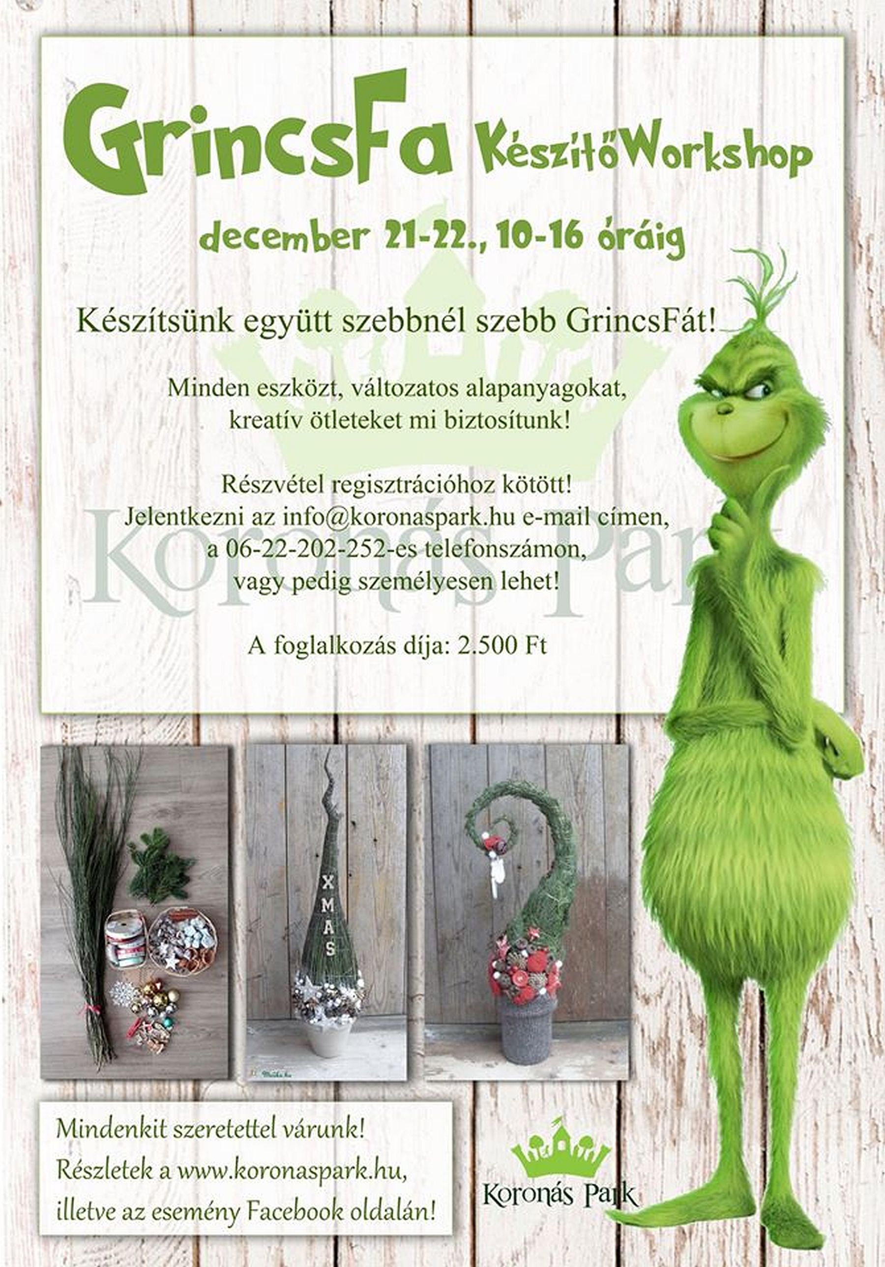 GrincsFa készítő workshop lesz szombaton és vasárnap a Koronás Parkban